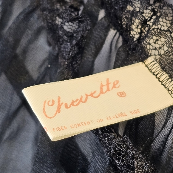 Chevette Eves Leaves Black Sheer Babydoll Nightie With Satin Maple Leaf Detail - Picture 4 of 10